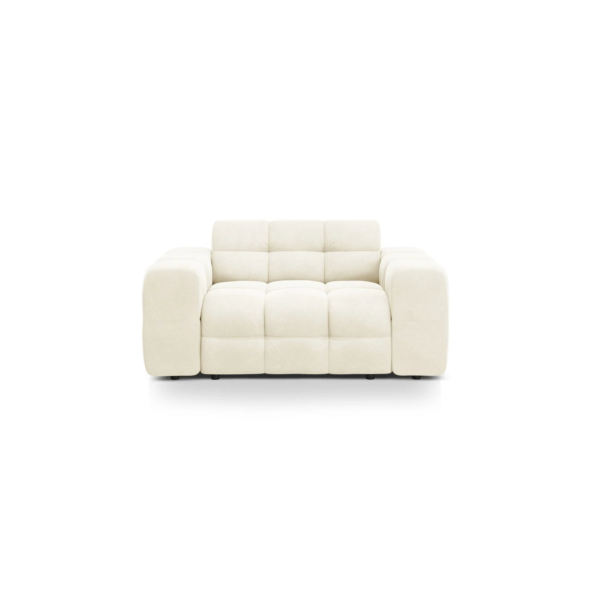 Kendal 2-Sitzer Sofa mit Bezug aus Samt (Ma2256) in Elfenbein, 156x103 cm – Bild 1