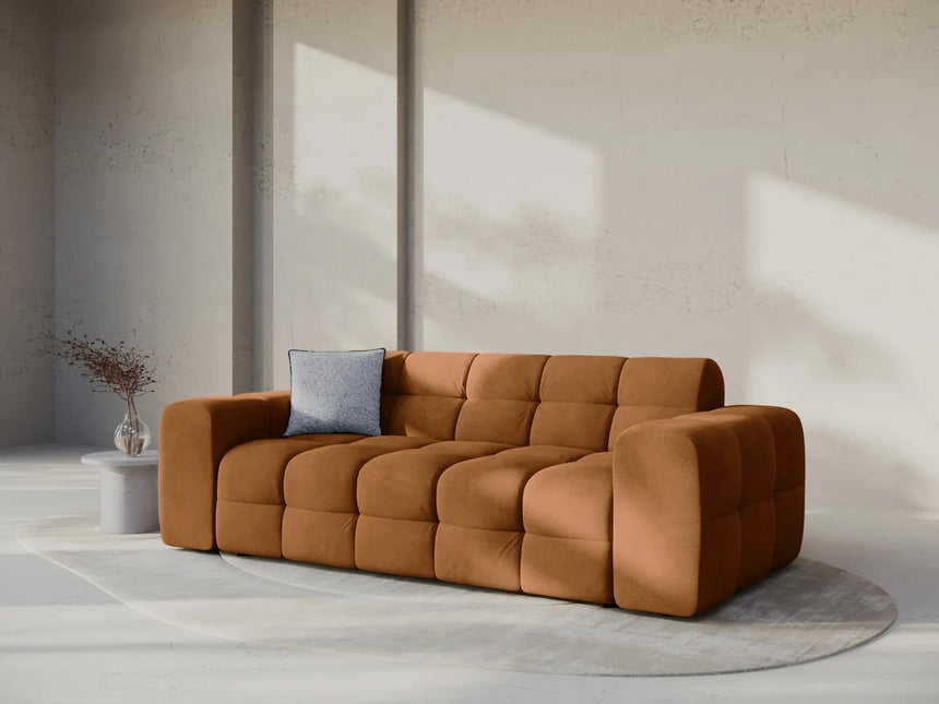 Kendal 3-Sitzer Sofa mit Bezug aus Samt (Ma2286) in Camel, 222x103 cm – Bild 2