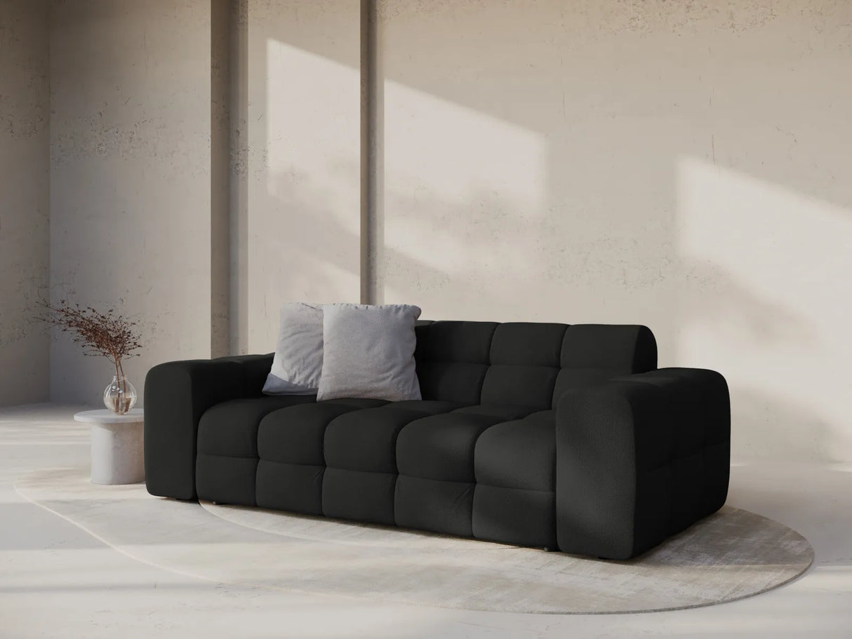 Kendal 3-Sitzer Sofa mit Bezug aus Strukturierter Stoff (Ota12) in Schwarz, 222x103 cm – Bild 2