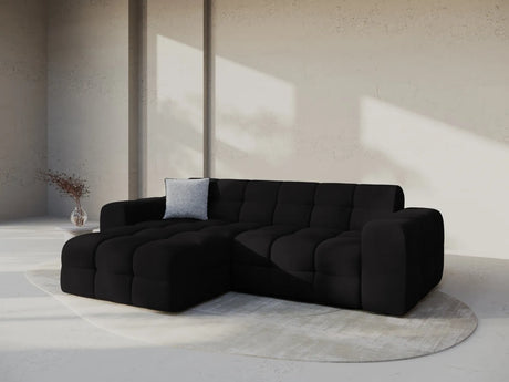 Kendal 4-Sitzer Ecksofa Links, mit Bezug aus Samt (Ma2219) in Schwarz, 256x173 cm – Bild 2