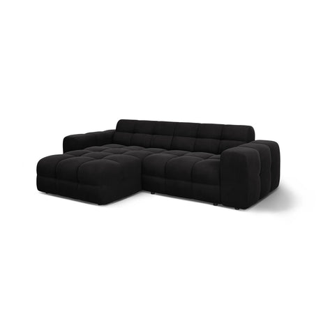 Kendal 4-Sitzer Ecksofa Links, mit Bezug aus Samt (Ma2219) in Schwarz, 256x173 cm – Bild 4