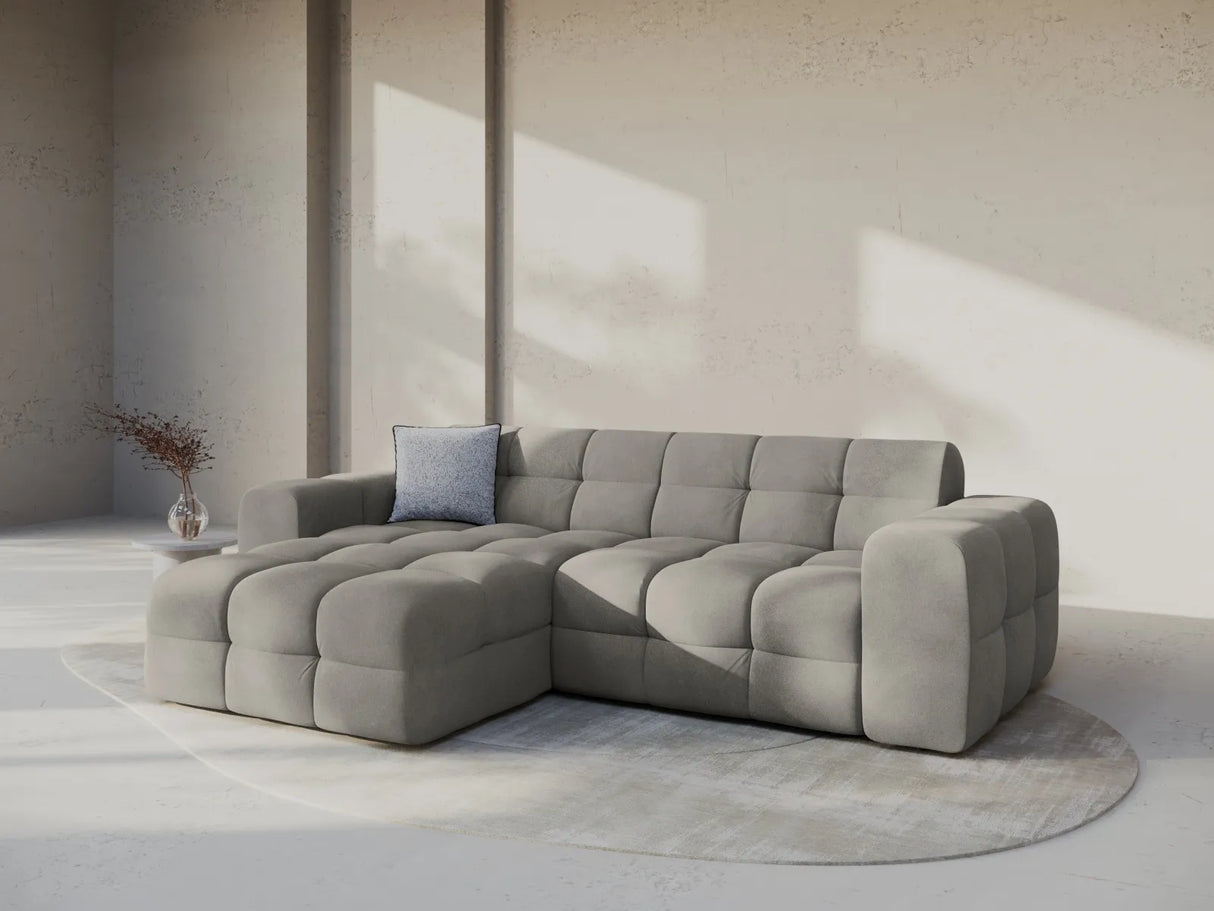 Kendal 4-Sitzer Ecksofa Links, mit Bezug aus Samt (Ma2241) in Dunkelgrau, 256x173 cm – Bild 2