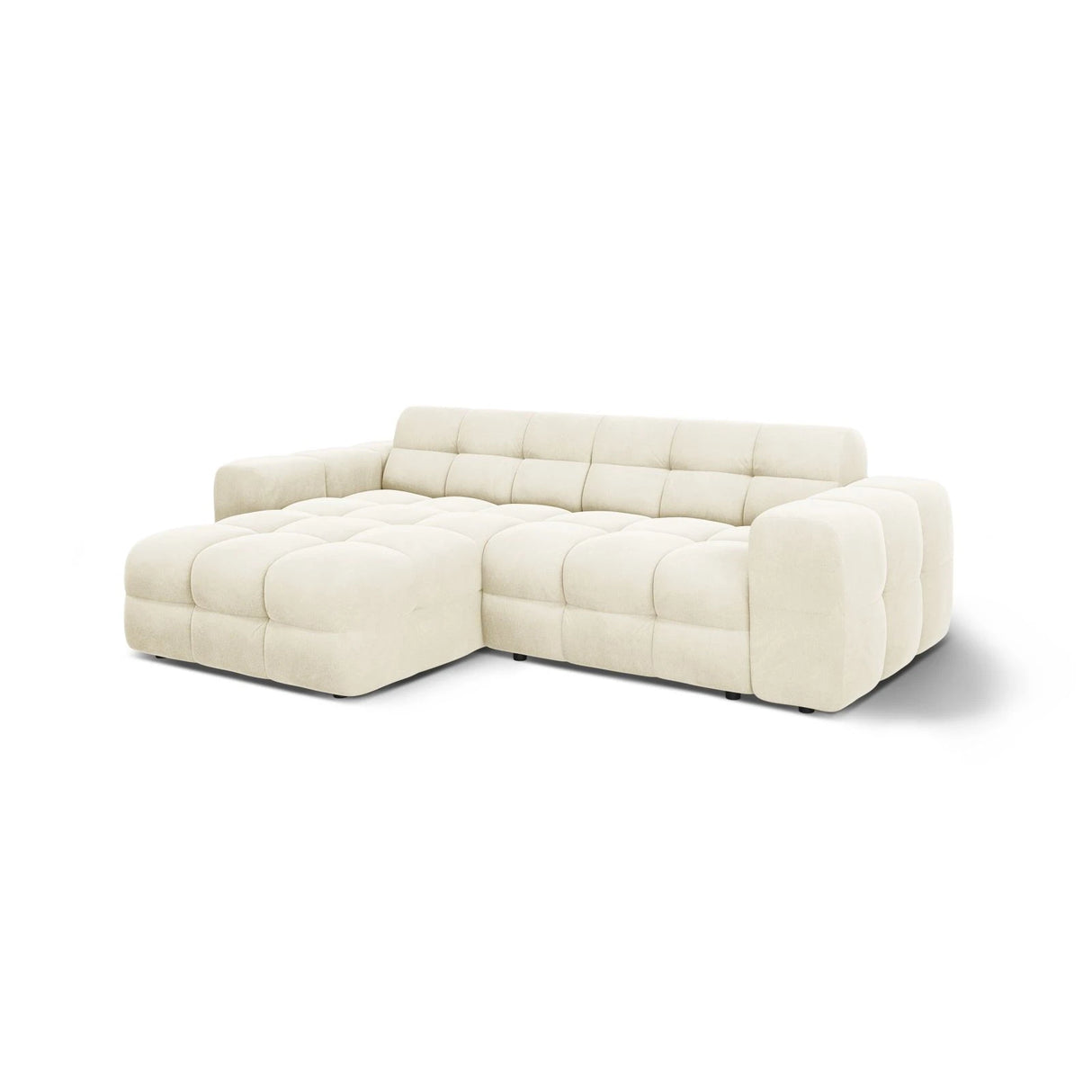 Kendal 4-Sitzer Ecksofa Links, mit Bezug aus Samt (Ma2256) in Elfenbein, 256x173 cm – Bild 4