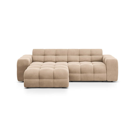 Kendal 4-Sitzer Ecksofa Links, mit Bezug aus Samt (Ma2282) in Almond Beige, 256x173 cm – Bild 1