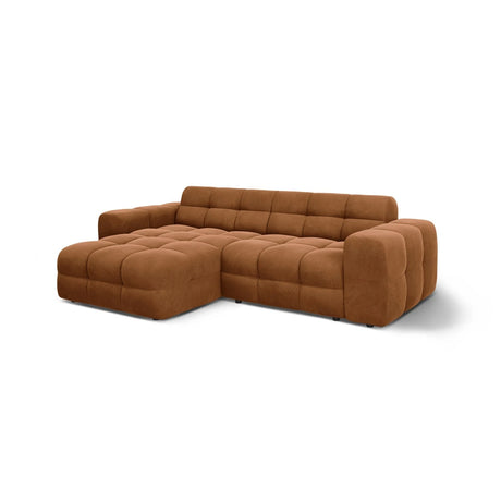 Kendal 4-Sitzer Ecksofa Links, mit Bezug aus Samt (Ma2286) in Camel, 256x173 cm – Bild 4