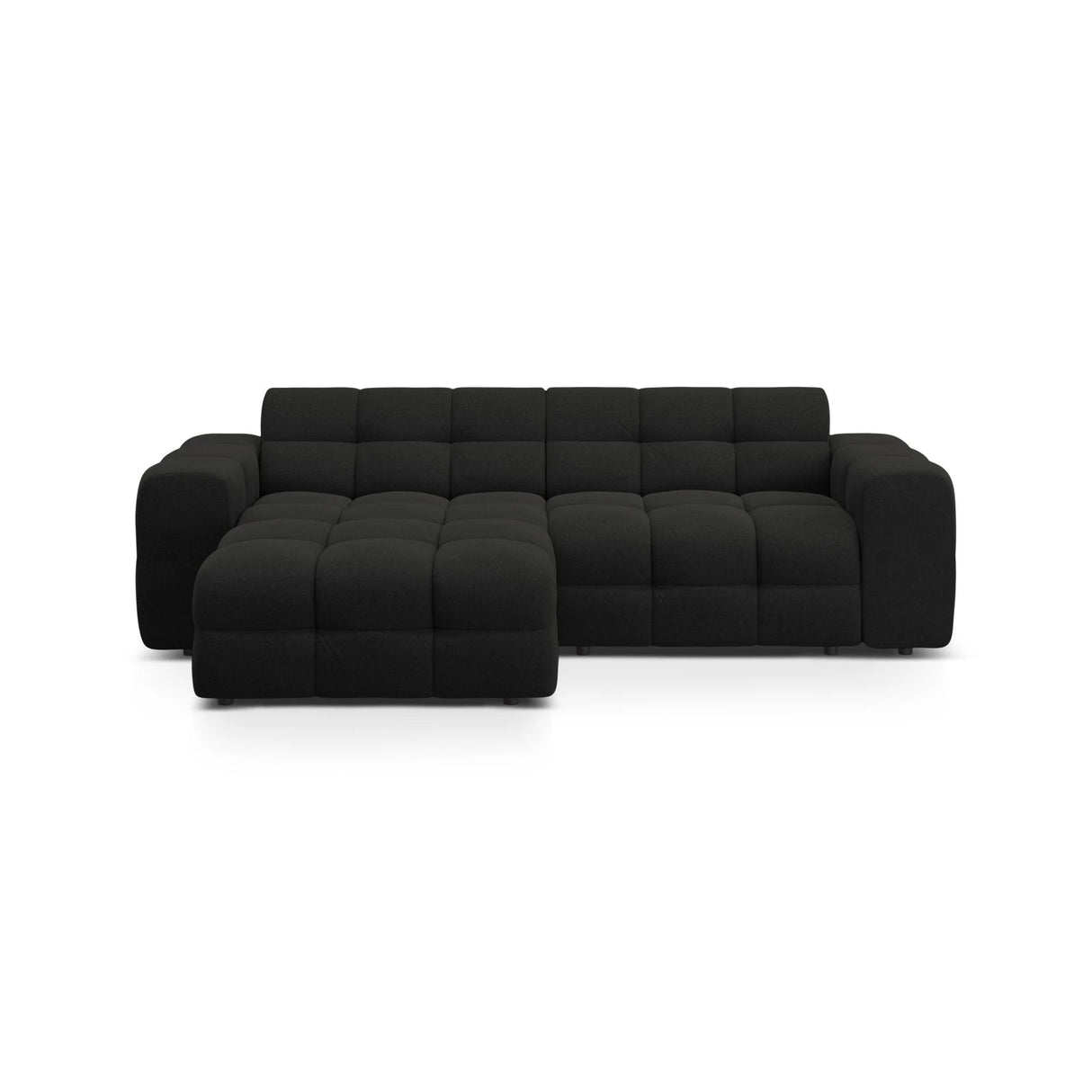 Kendal 4-Sitzer Ecksofa Links, mit Bezug aus Strukturierter Stoff (Ota12) in Schwarz, 256x173 cm – Bild 1