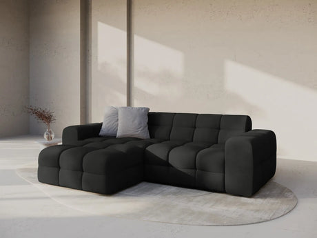 Kendal 4-Sitzer Ecksofa Links, mit Bezug aus Strukturierter Stoff (Ota12) in Schwarz, 256x173 cm – Bild 2