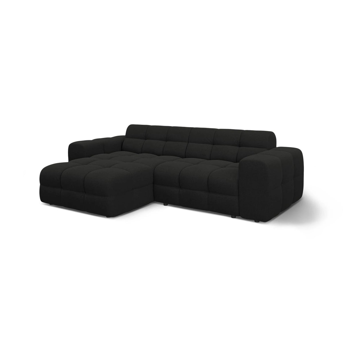 Kendal 4-Sitzer Ecksofa Links, mit Bezug aus Strukturierter Stoff (Ota12) in Schwarz, 256x173 cm – Bild 4