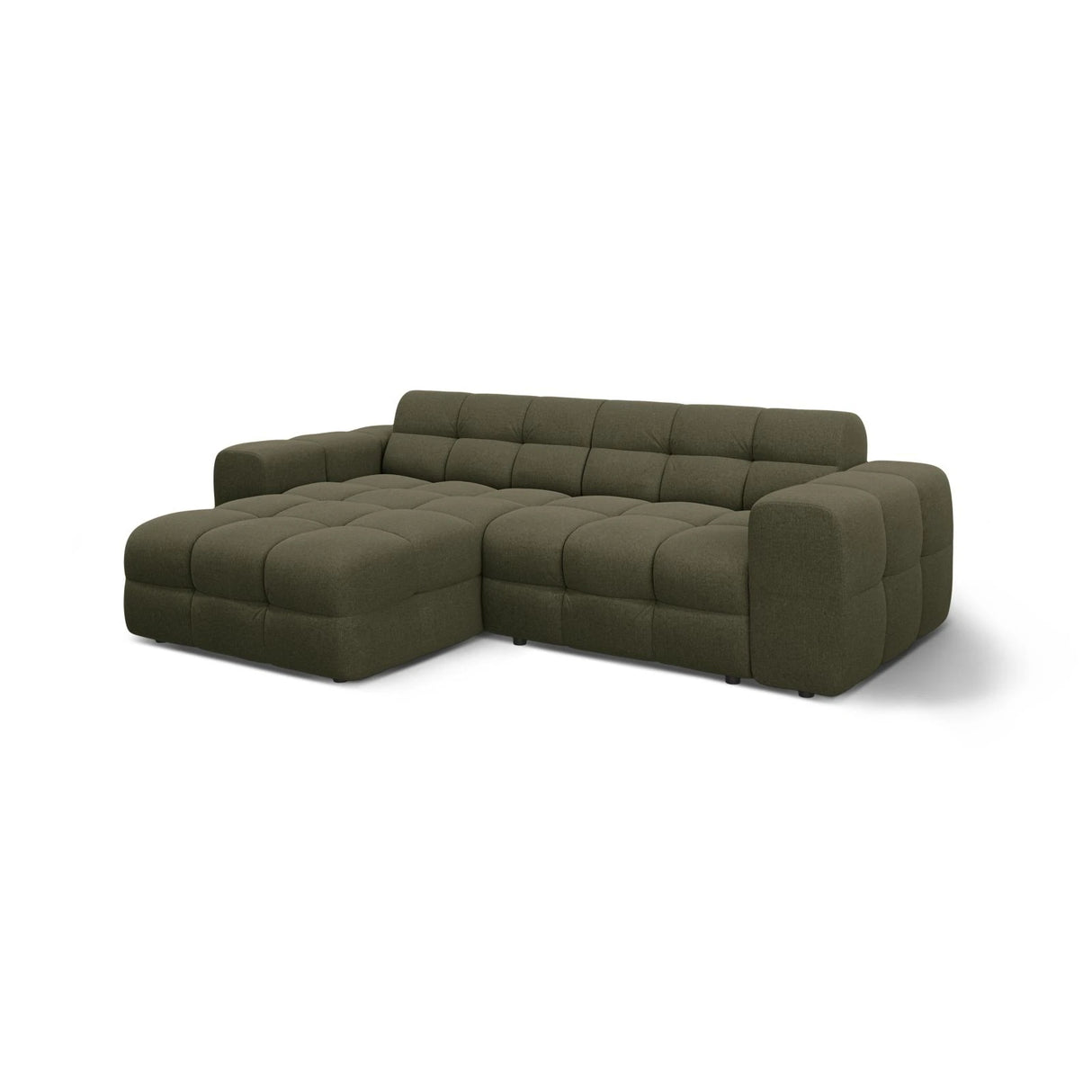 Kendal 4-Sitzer Ecksofa Links, mit Bezug aus Strukturierter Stoff (Ota13) in Amazon grün, 256x173 cm – Bild 4