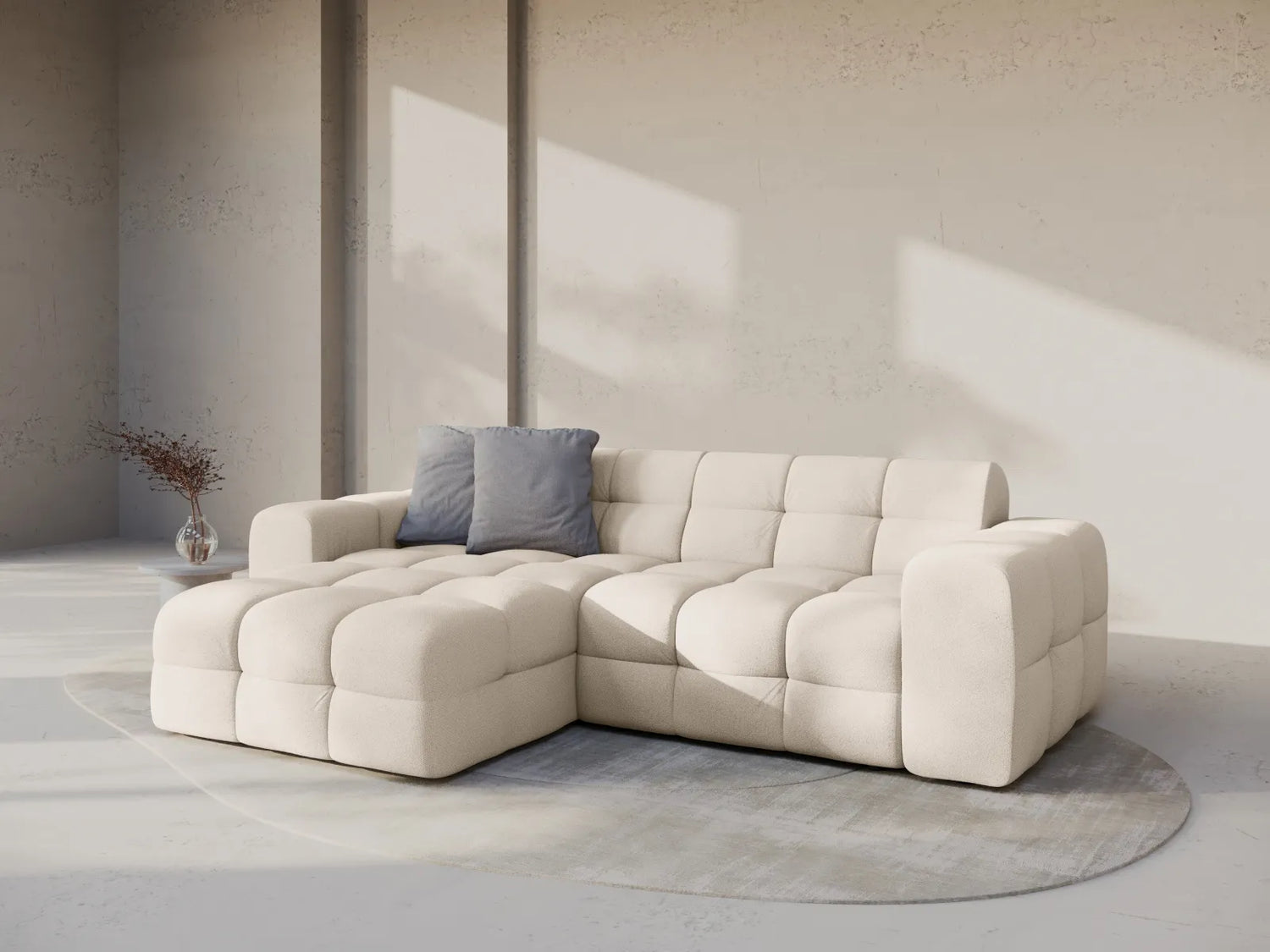 Kendal 4-Sitzer Ecksofa Links, mit Bezug aus Strukturierter Stoff (Ota8) in Beige, 256x173 cm – Bild 2