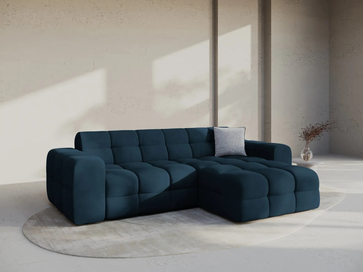 Kendal 4-Sitzer Ecksofa Rechts, mit Bezug aus Samt (Ma2211) in Marineblau, 256x173 cm – Bild 2