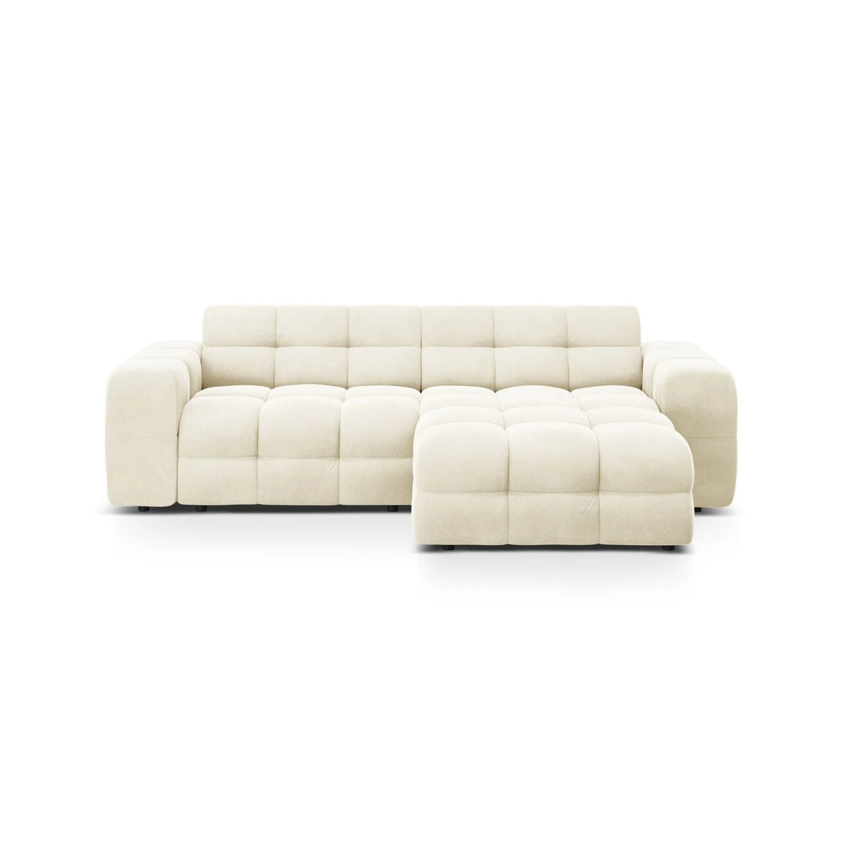 Kendal 4-Sitzer Ecksofa Rechts, mit Bezug aus Samt (Ma2256) in Elfenbein, 256x173 cm – Bild 1