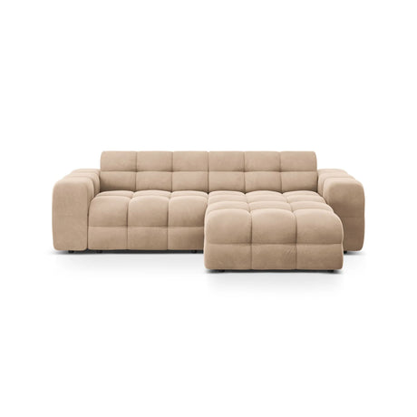 Kendal 4-Sitzer Ecksofa Rechts, mit Bezug aus Samt (Ma2282) in Almond Beige, 256x173 cm – Bild 1