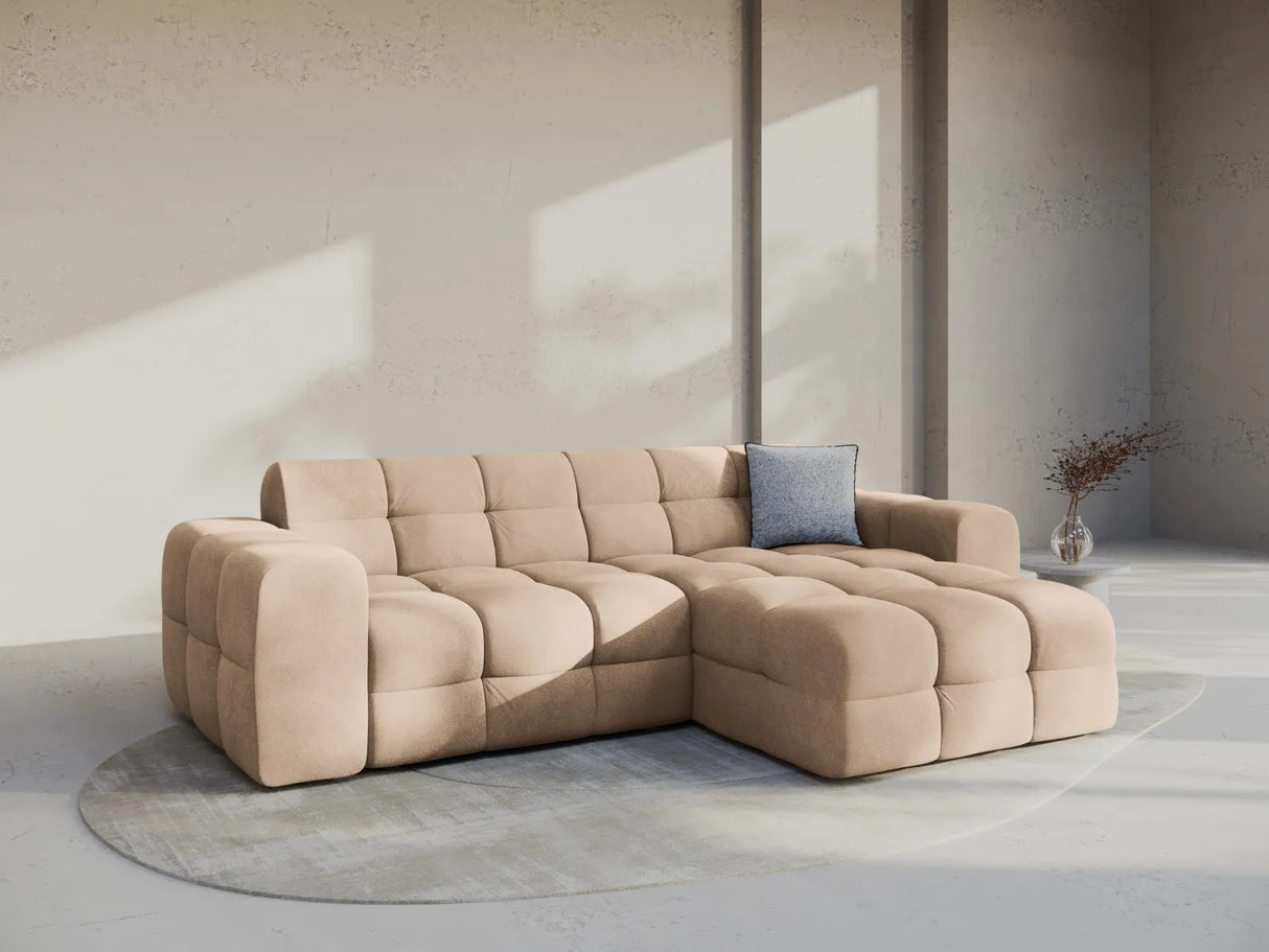 Kendal 4-Sitzer Ecksofa Rechts, mit Bezug aus Samt (Ma2282) in Almond Beige, 256x173 cm – Bild 2