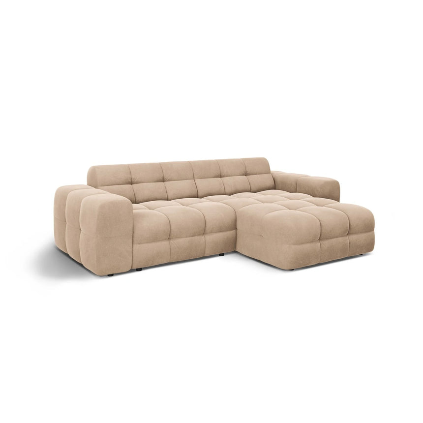 Kendal 4-Sitzer Ecksofa Rechts, mit Bezug aus Samt (Ma2282) in Almond Beige, 256x173 cm – Bild 4
