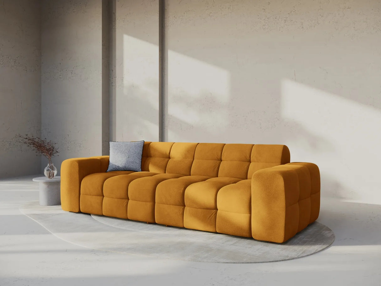 Kendal 4-Sitzer Sofa mit Bezug aus Samt (Ma2288) in Mustard, 255x103 cm – Bild 2