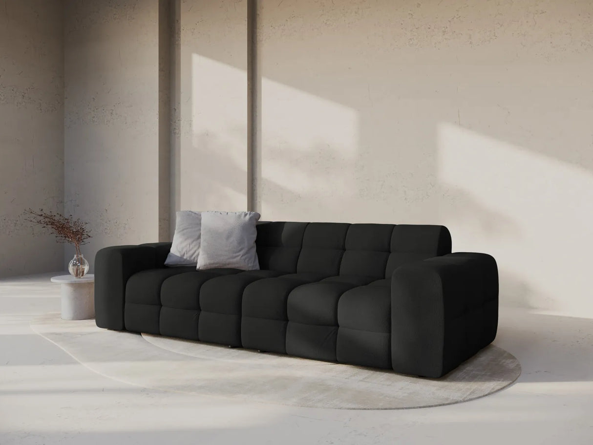 Kendal 4-Sitzer Sofa mit Bezug aus Strukturierter Stoff (Ota12) in Schwarz, 255x103 cm – Bild 2