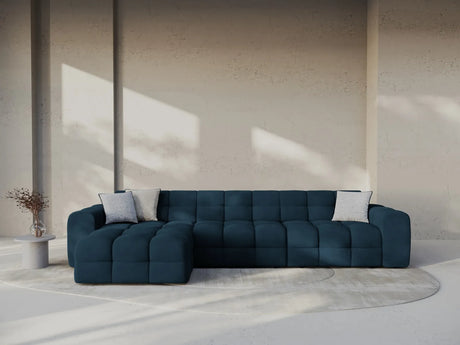 Kendal 5-Sitzer Ecksofa Links, mit Bezug aus Samt (Ma2211) in Marineblau, 357x173 cm – Bild 2
