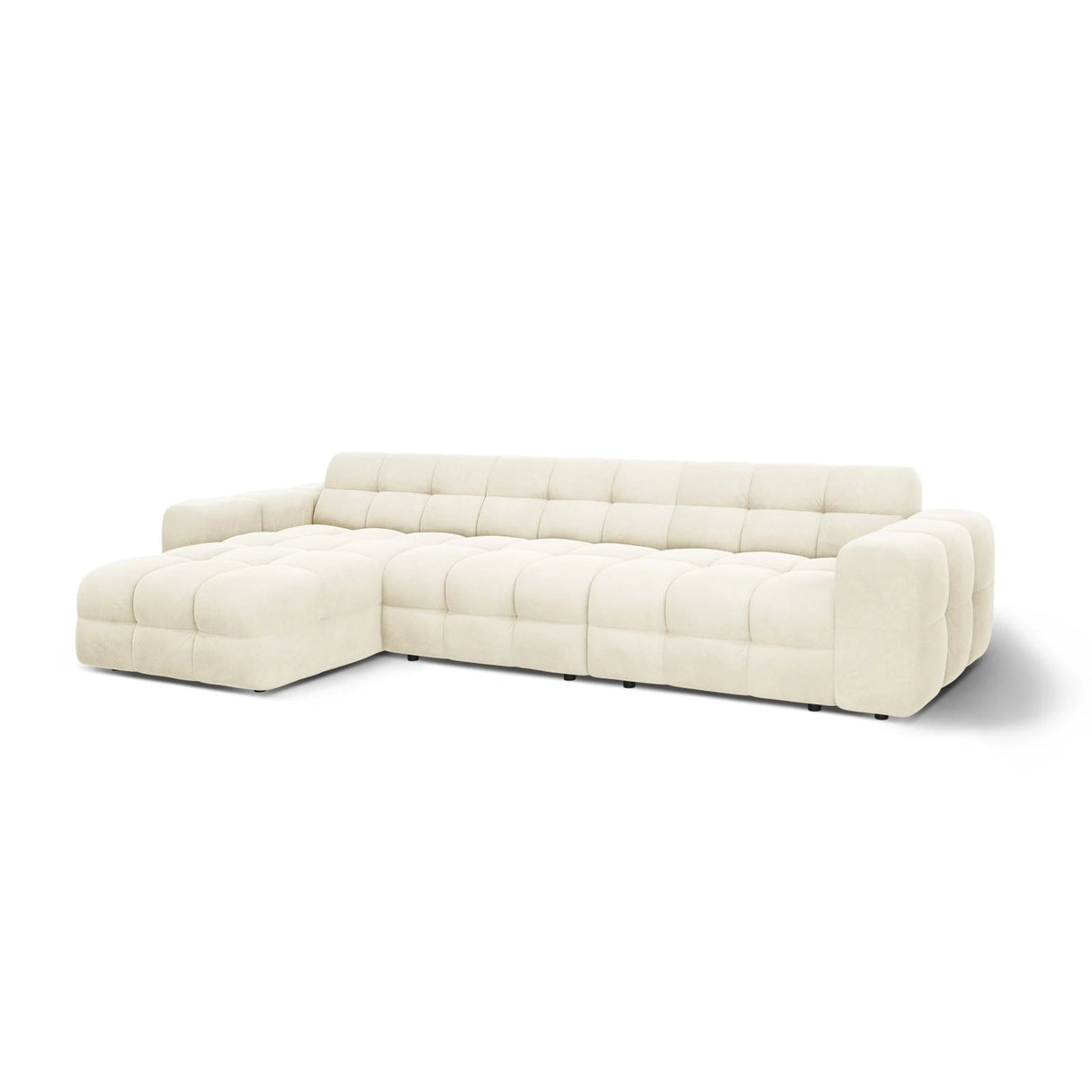 Kendal 5-Sitzer Ecksofa Links, mit Bezug aus Samt (Ma2256) in Elfenbein, 357x173 cm – Bild 4