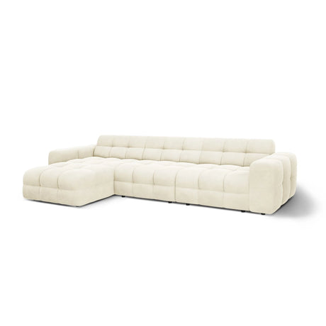 Kendal 5-Sitzer Ecksofa Links, mit Bezug aus Samt (Ma2256) in Elfenbein, 357x173 cm – Bild 4