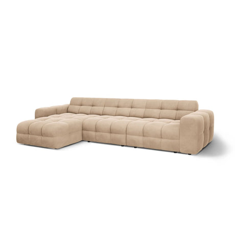 Kendal 5-Sitzer Ecksofa Links, mit Bezug aus Samt (Ma2282) in Almond Beige, 357x173 cm – Bild 4