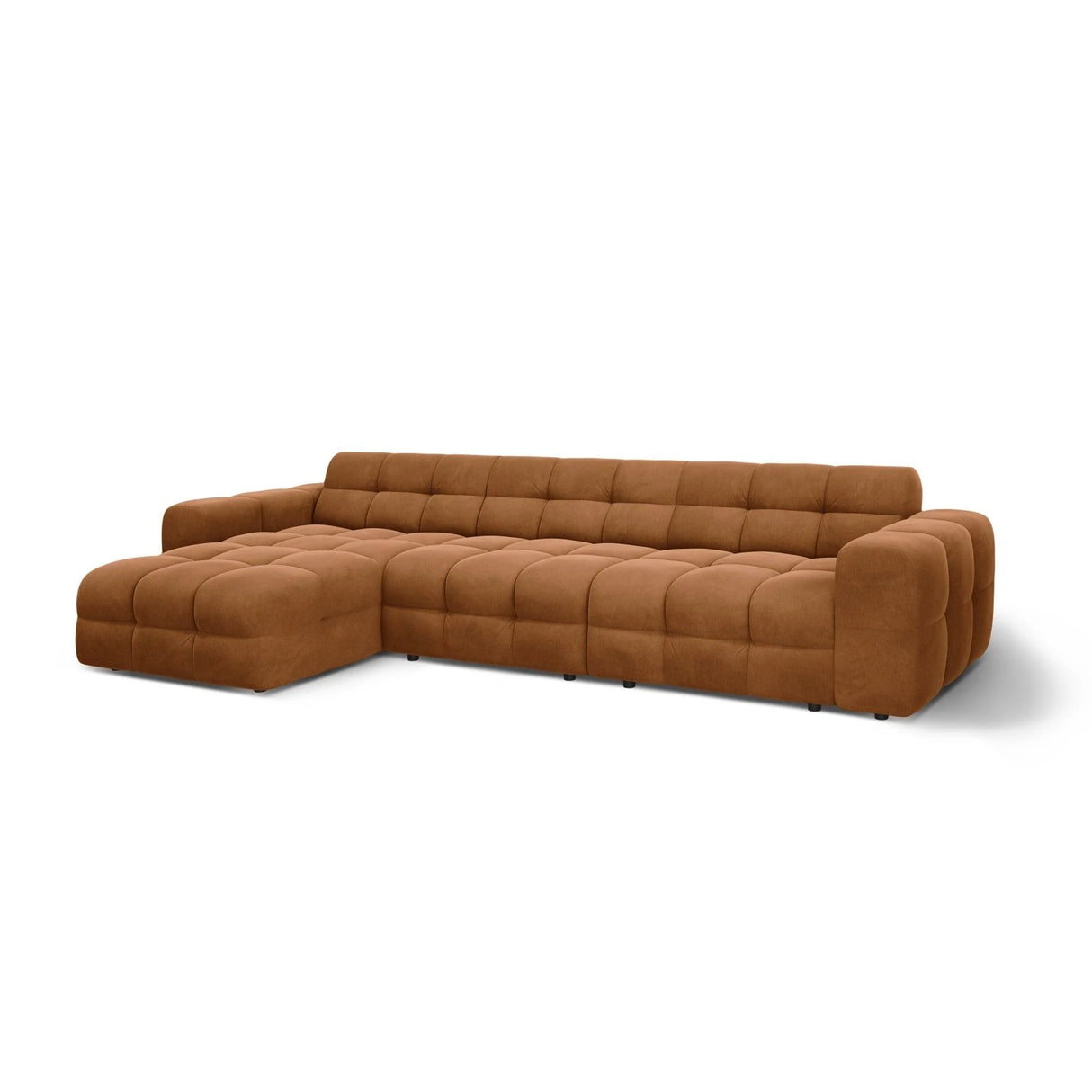 Kendal 5-Sitzer Ecksofa Links, mit Bezug aus Samt (Ma2286) in Camel, 357x173 cm – Bild 4