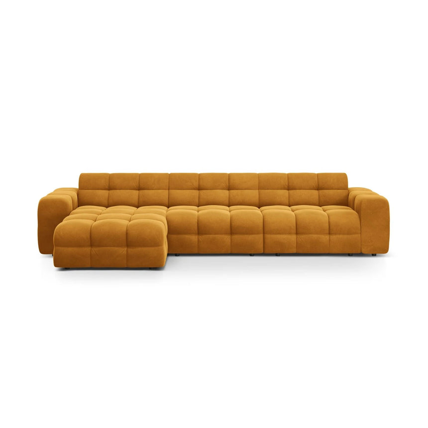 Kendal 5-Sitzer Ecksofa Links, mit Bezug aus Samt (Ma2288) in Mustard, 357x173 cm – Bild 1