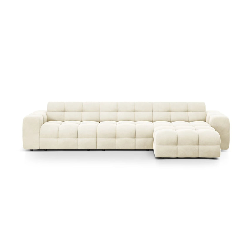 Kendal 5-Sitzer Ecksofa Rechts, mit Bezug aus Samt (Ma2256) in Elfenbein, 357x173 cm – Bild 1