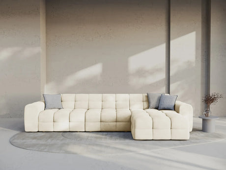 Kendal 5-Sitzer Ecksofa Rechts, mit Bezug aus Samt (Ma2256) in Elfenbein, 357x173 cm – Bild 2