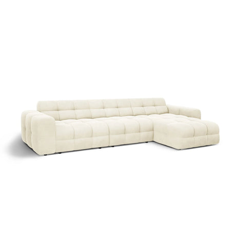 Kendal 5-Sitzer Ecksofa Rechts, mit Bezug aus Samt (Ma2256) in Elfenbein, 357x173 cm – Bild 4