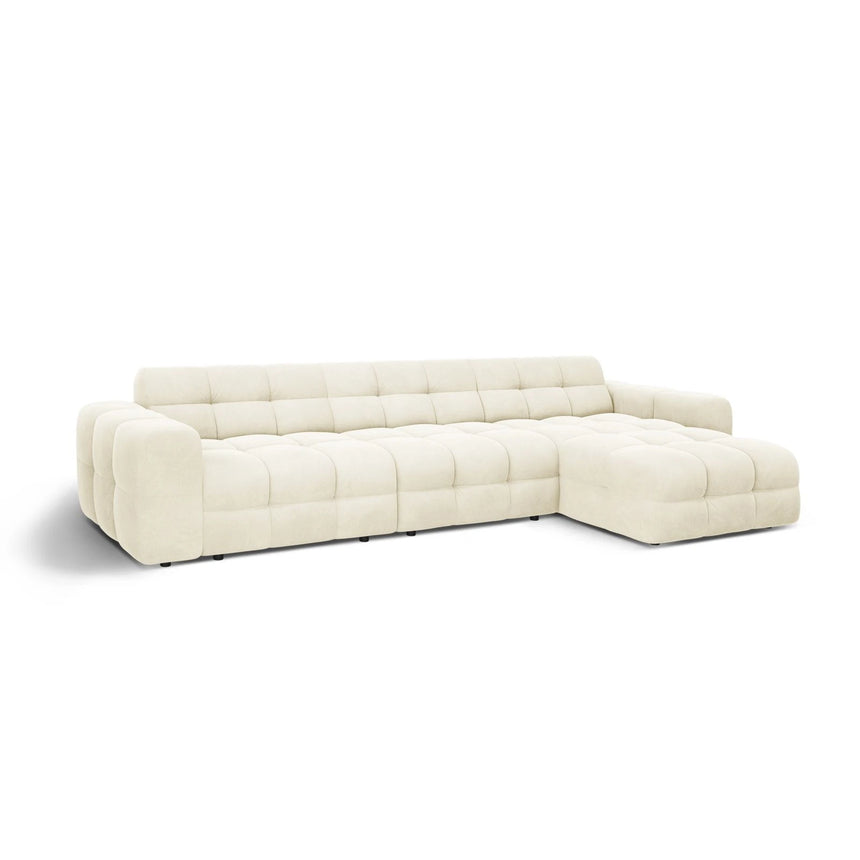 Kendal 5-Sitzer Ecksofa Rechts, mit Bezug aus Samt (Ma2256) in Elfenbein, 357x173 cm – Bild 4