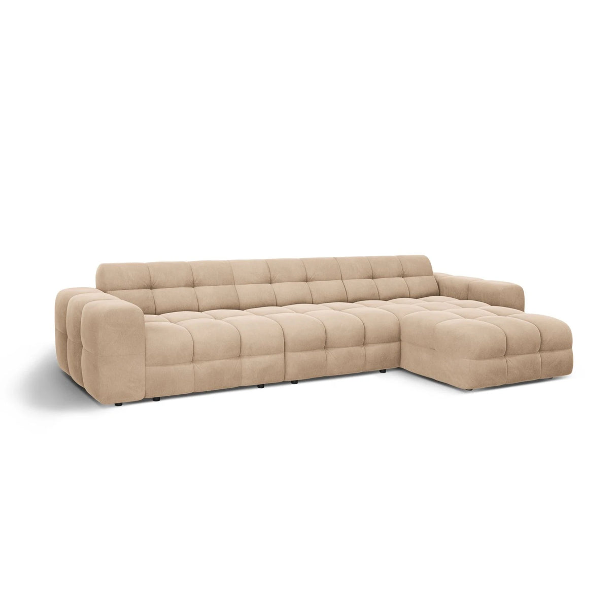 Kendal 5-Sitzer Ecksofa Rechts, mit Bezug aus Samt (Ma2282) in Almond Beige, 357x173 cm – Bild 4