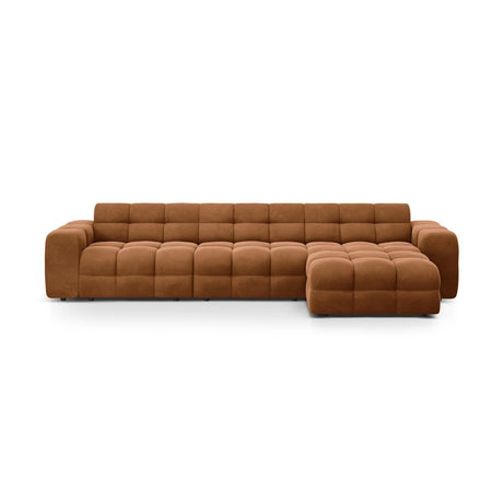 Kendal 5-Sitzer Ecksofa Rechts, mit Bezug aus Samt (Ma2286) in Camel, 357x173 cm – Bild 1