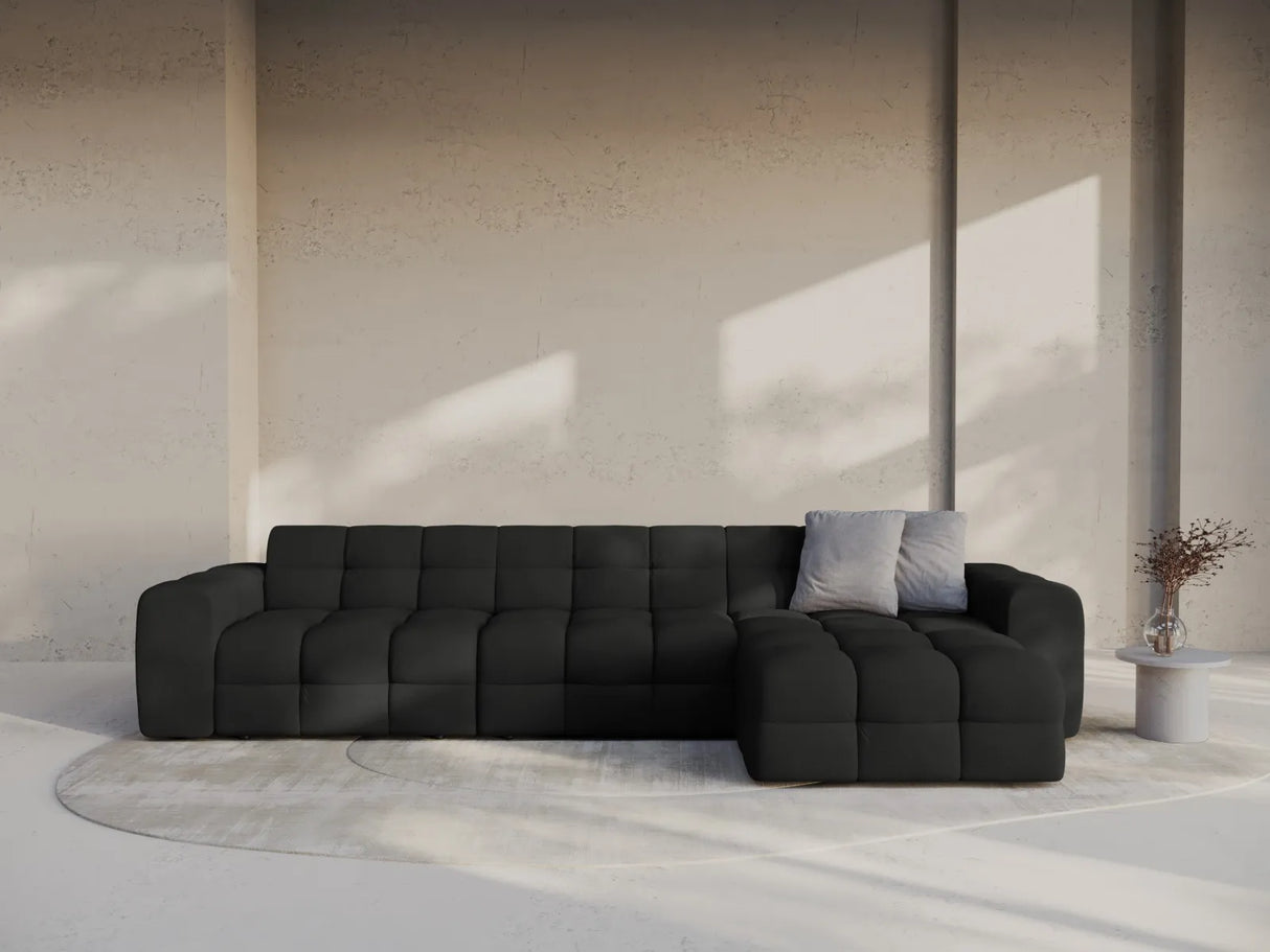 Kendal 5-Sitzer Ecksofa Rechts, mit Bezug aus Strukturierter Stoff (Ota12) in Schwarz, 357x173 cm – Bild 2