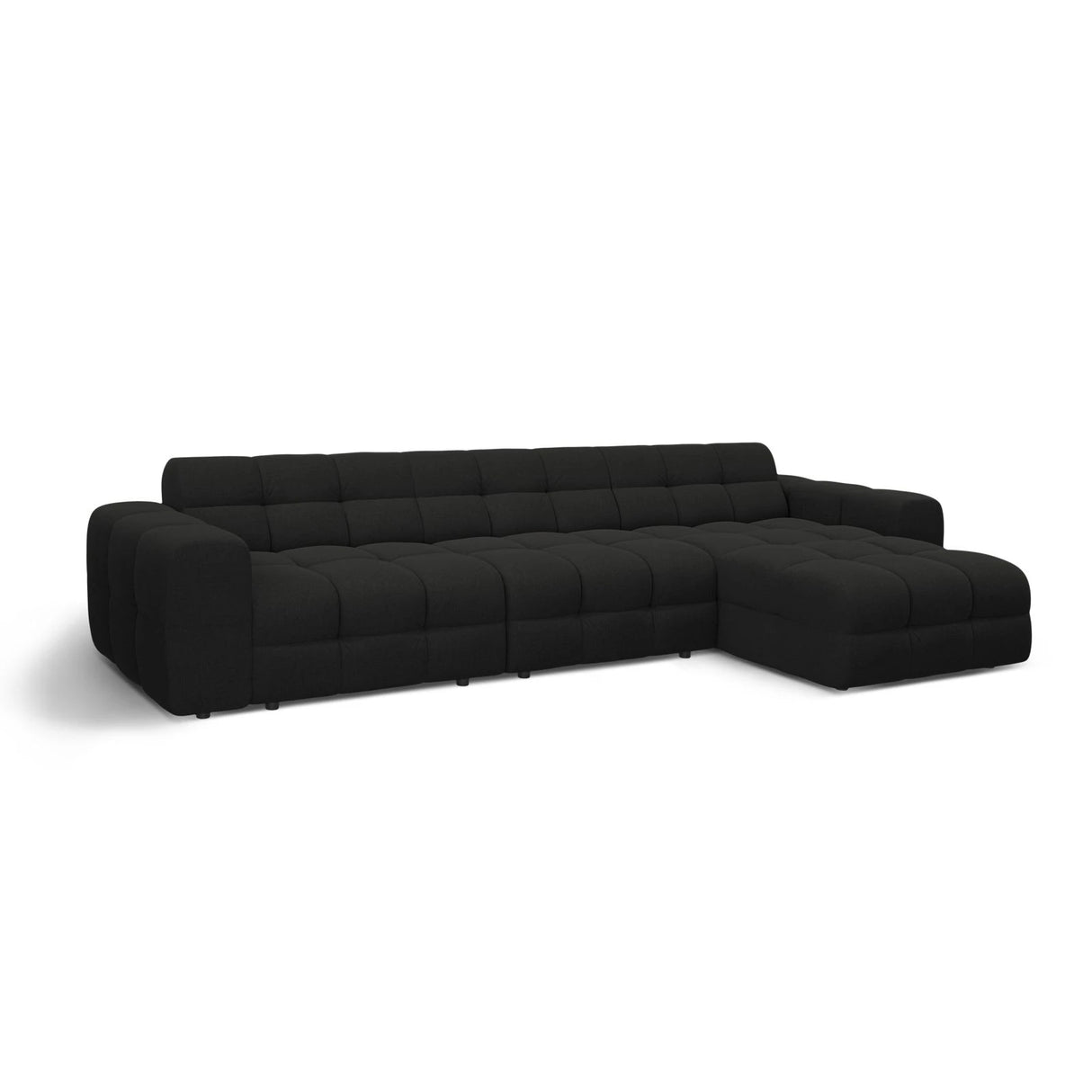 Kendal 5-Sitzer Ecksofa Rechts, mit Bezug aus Strukturierter Stoff (Ota12) in Schwarz, 357x173 cm – Bild 4