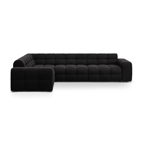 Kendal 6-Sitzer Ecksofa Links, mit Bezug aus Samt (Ma2219) in Schwarz, 332x231 cm – Bild 1