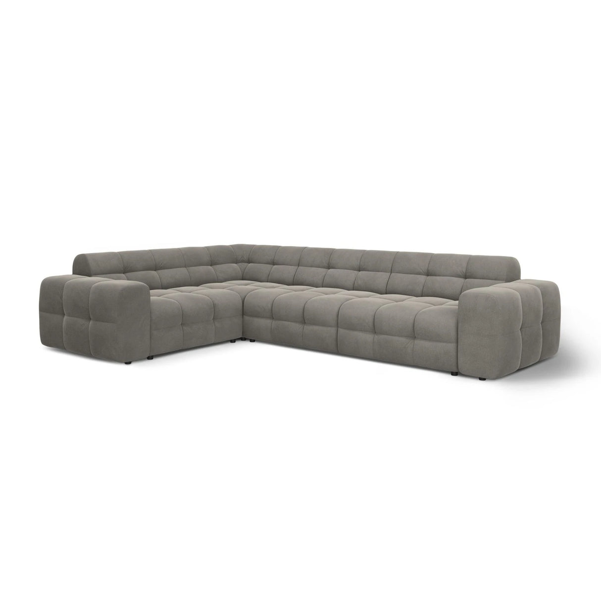 Kendal 6-Sitzer Ecksofa Links, mit Bezug aus Samt (Ma2241) in Dunkelgrau, 332x231 cm – Bild 4