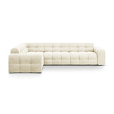 Kendal 6-Sitzer Ecksofa Links, mit Bezug aus Samt (Ma2256) in Elfenbein, 332x231 cm – Bild 1
