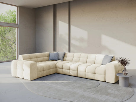 Kendal 6-Sitzer Ecksofa Links, mit Bezug aus Samt (Ma2256) in Elfenbein, 332x231 cm – Bild 2