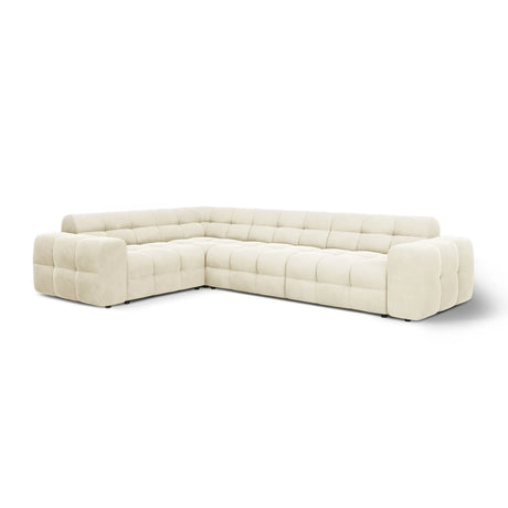 Kendal 6-Sitzer Ecksofa Links, mit Bezug aus Samt (Ma2256) in Elfenbein, 332x231 cm – Bild 4
