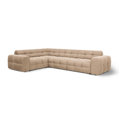 Kendal 6-Sitzer Ecksofa Links, mit Bezug aus Samt (Ma2282) in Almond Beige, 332x231 cm – Bild 4