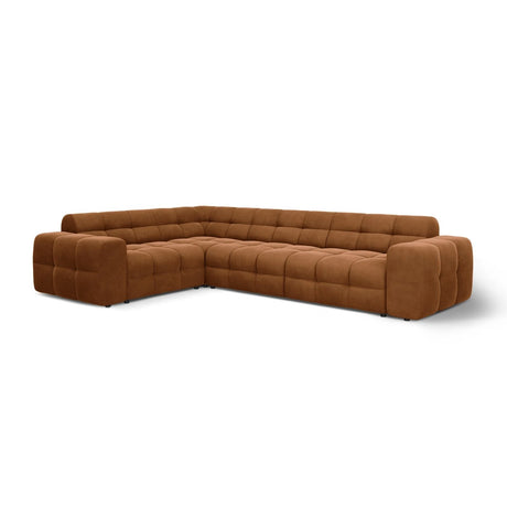 Kendal 6-Sitzer Ecksofa Links, mit Bezug aus Samt (Ma2286) in Camel, 332x231 cm – Bild 4