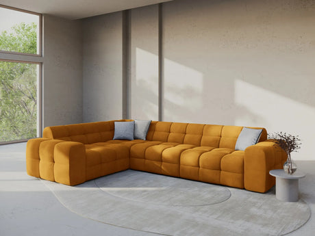 Kendal 6-Sitzer Ecksofa Links, mit Bezug aus Samt (Ma2288) in Mustard, 332x231 cm – Bild 2