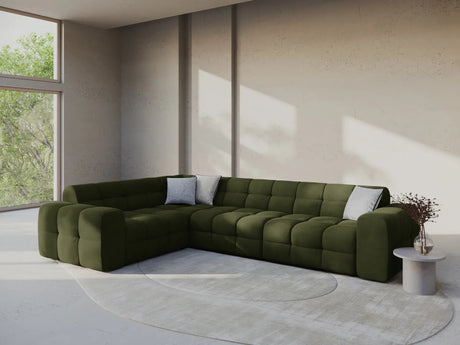 Kendal 6-Sitzer Ecksofa Links, mit Bezug aus Samt (Ma2295) in Army Green, 332x231 cm – Bild 2