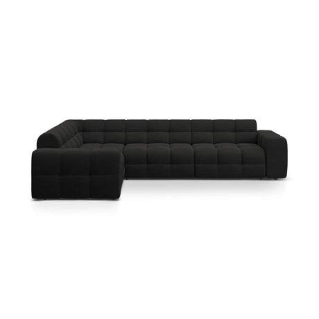 Kendal 6-Sitzer Ecksofa Links, mit Bezug aus Strukturierter Stoff (Ota12) in Schwarz, 332x231 cm – Bild 1