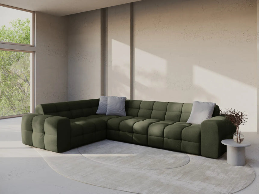 Kendal 6-Sitzer Ecksofa Links, mit Bezug aus Strukturierter Stoff (Ota13) in Amazon grün, 332x231 cm – Bild 2