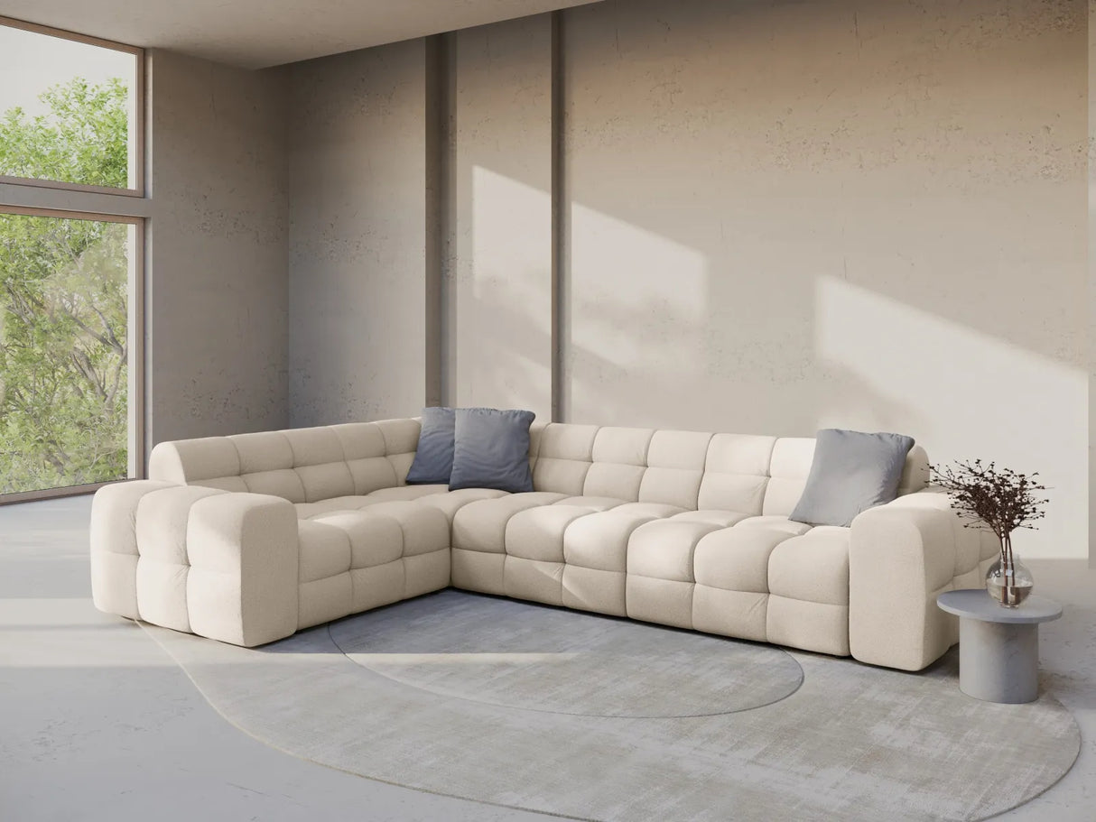 Kendal 6-Sitzer Ecksofa Links, mit Bezug aus Strukturierter Stoff (Ota8) in Beige, 332x231 cm – Bild 2