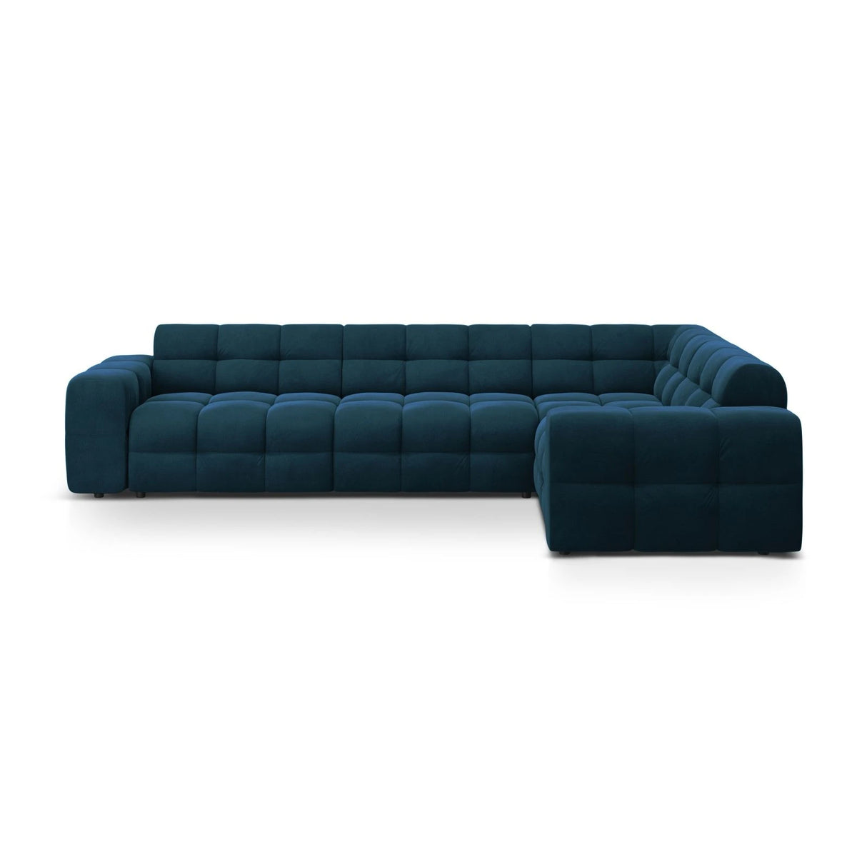 Kendal 6-Sitzer Ecksofa Rechts, mit Bezug aus Samt (Ma2211) in Marineblau, 332x231 cm – Bild 1