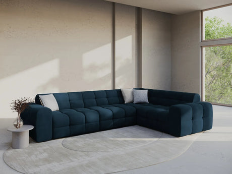 Kendal 6-Sitzer Ecksofa Rechts, mit Bezug aus Samt (Ma2211) in Marineblau, 332x231 cm – Bild 2