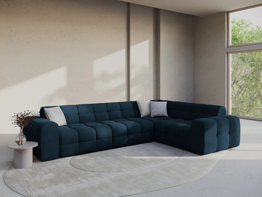Kendal 6-Sitzer Ecksofa Rechts, mit Bezug aus Samt (Ma2211) in Marineblau, 332x231 cm – Bild 2